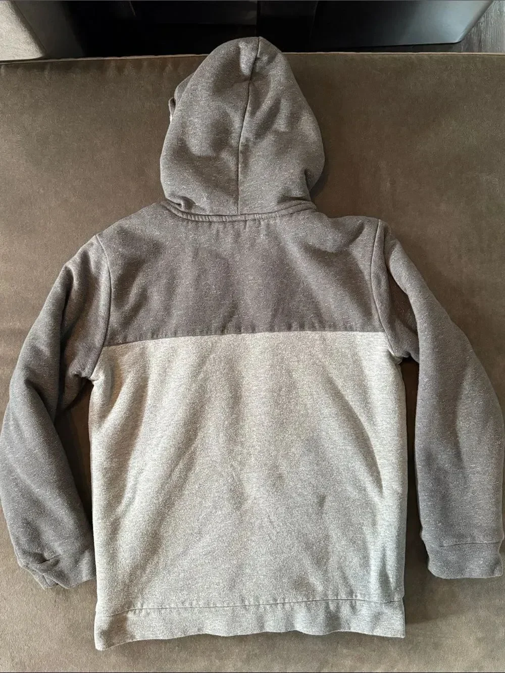 Old Navy Kids Gray Zip-Up Hoodie Sweatshirt Cream Sherpa Lining Size XL 14-16